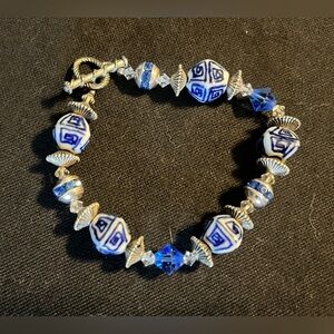 Artisan Blue and Silver Beaded Bracelet